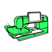 Embroidery machine illustration in green