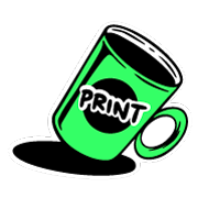 Mug illustration with 'print' written on the front