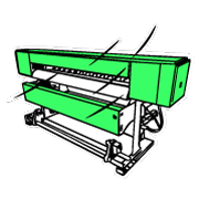Sublimation machine illustration in green for printing branded clothing