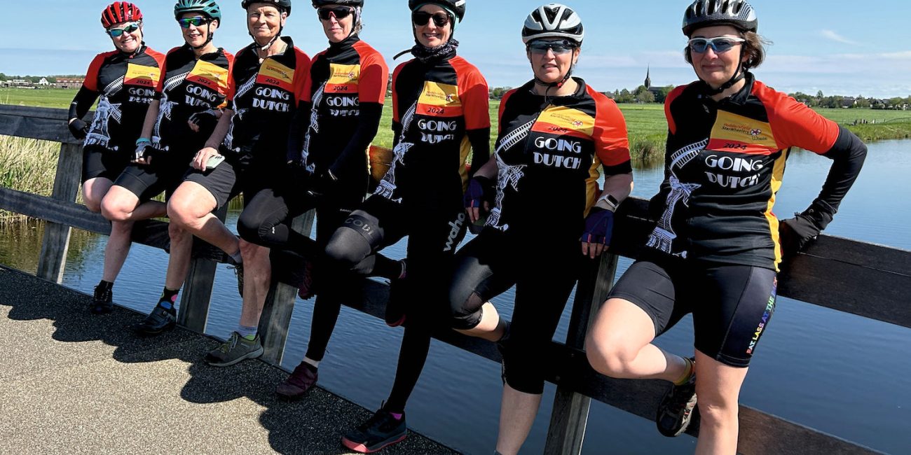 Cyclists in made to order clothing from Designs Alike Hampshire