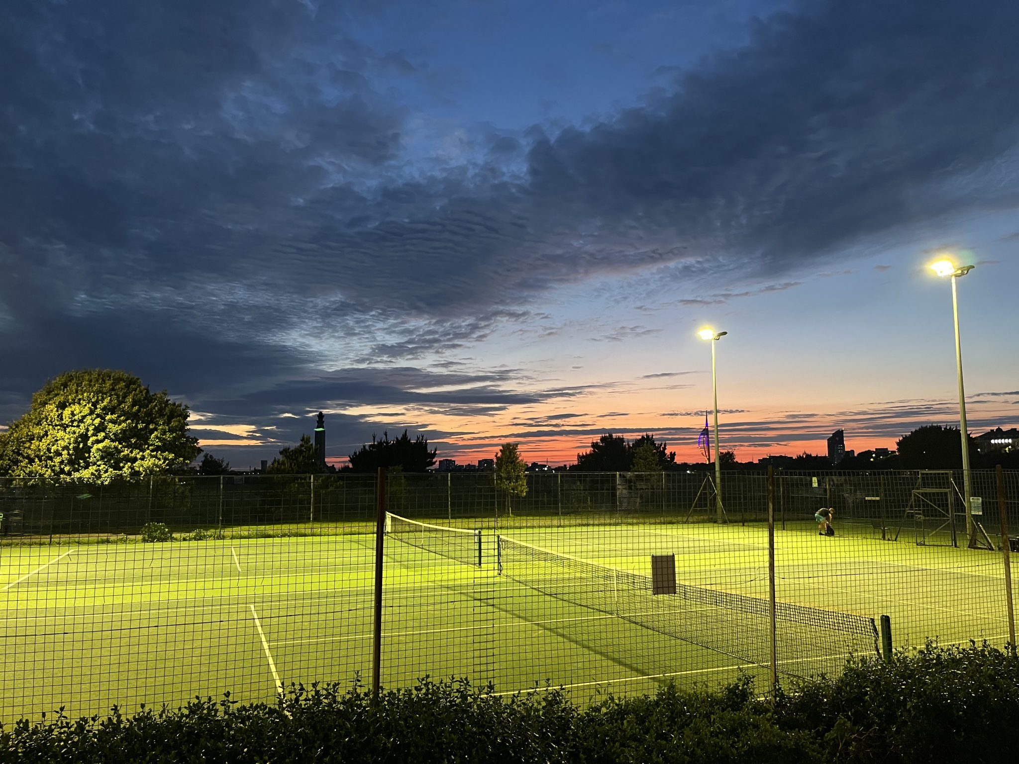 Floodlit tennis courts at Southsea tennis club